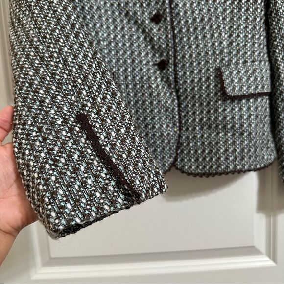 TAHARI ASL TWEED WOOL LONG SLEEVE LACE TRIM BLAZER 6P‎ - Picture 6 of 12